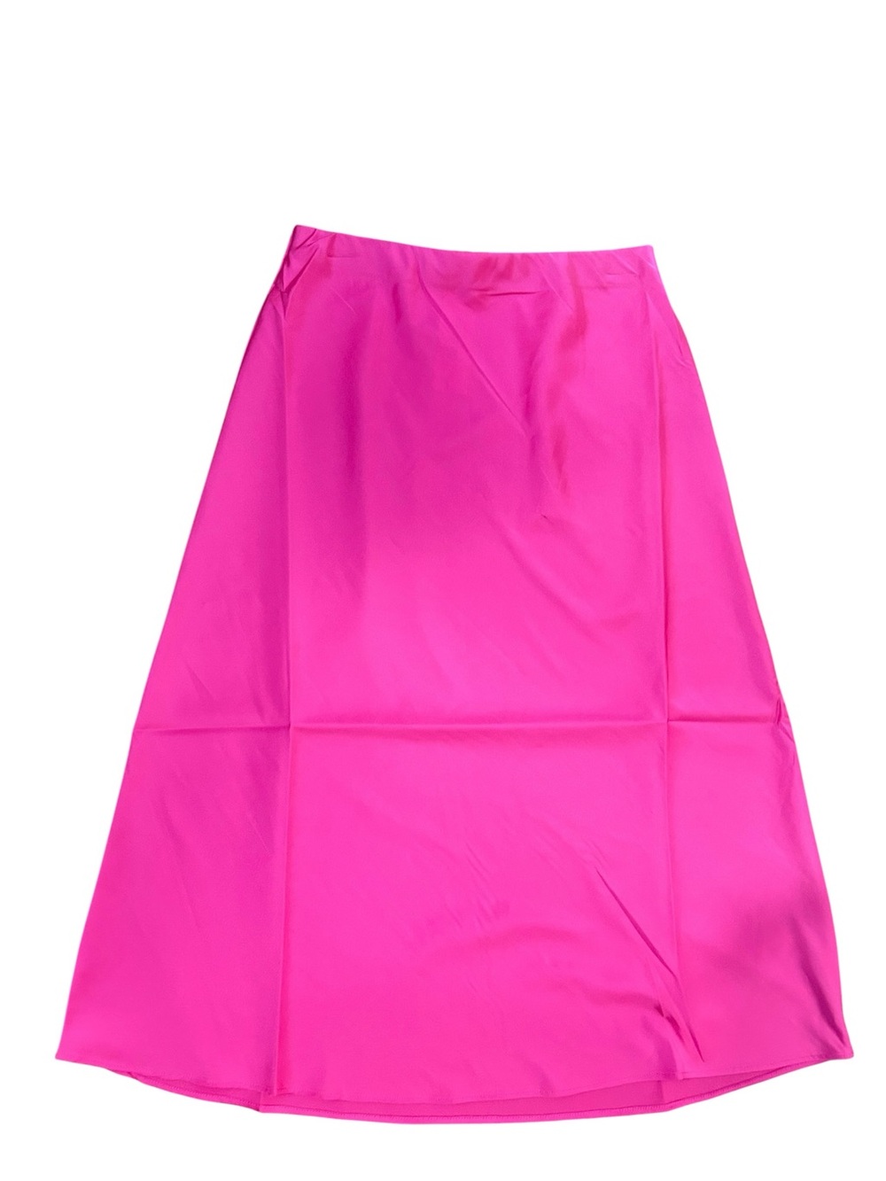 The Drop Hot Pink Satin Midi Skirt Silky Slip Skirt Barbiecore Y2K Chic